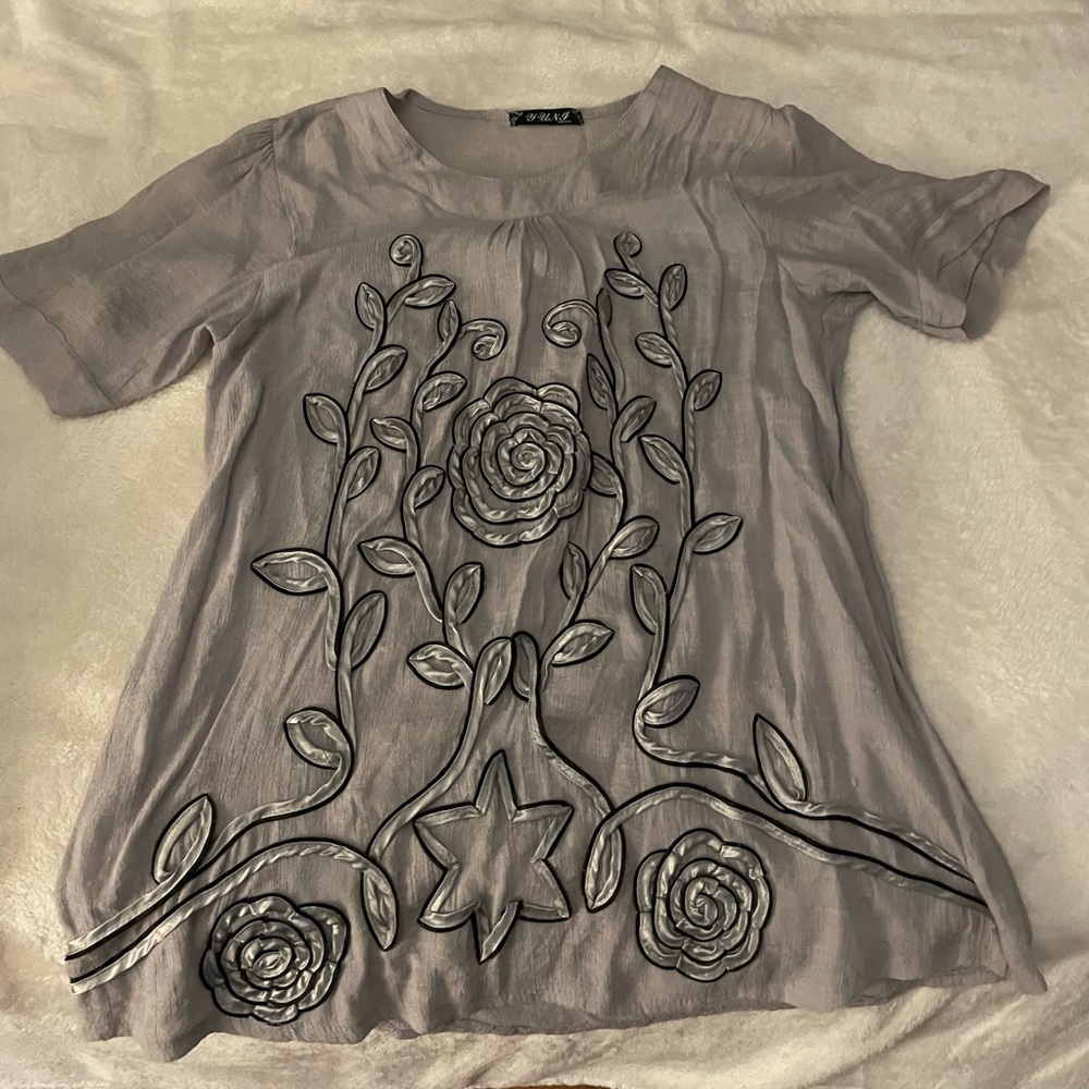 Grey floral large ladies summer top